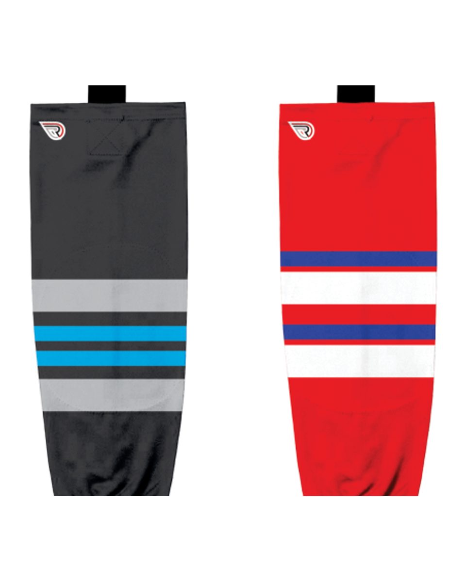 Custom striped hockey socks to match team jerseys