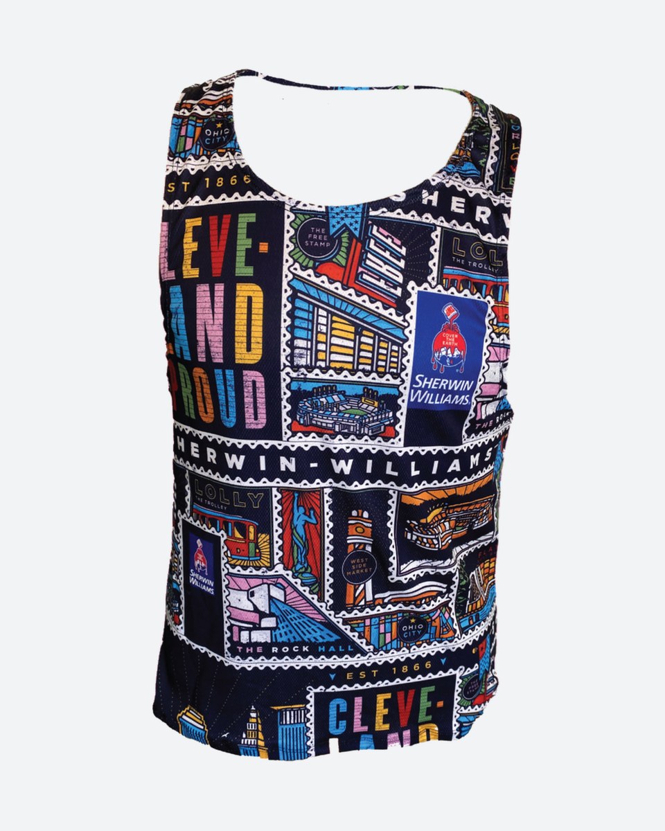 Running singlet with Cleveland-themed artwork